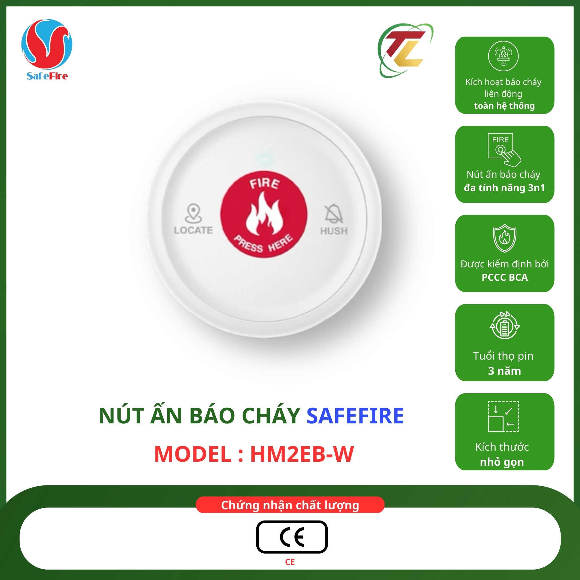 Nút Ấn Báo Cháy SafeFire HM2EB-W
